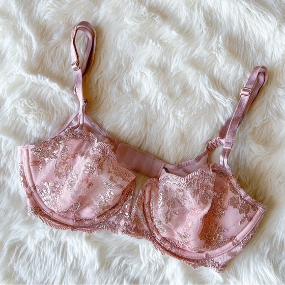 Bralette Métallisée Victoria's Secret Pink – 28B – Noir Et Argent – Sans Armatures